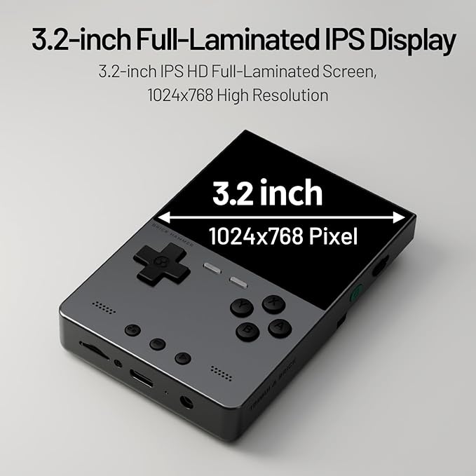 TRIMUI Brick Hammer Retro Handheld Game Console – Metal CNC Aluminum Alloy Body, 3.2" IPS Screen, 8GB Storage, Expandable to 1TB, Built-in 3000mAh Battery (Pink-No Card)