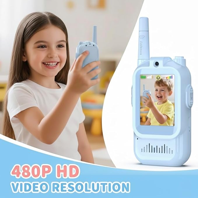 Kids Video Walkie Talkies 2 Pack Rechargeable Long Range Walkie Talkies for Kids with Video Intercom, Voice Effects & Camera, Toys Gift for Boys Girls Age 3-12, Indoor Outdoor Adventure