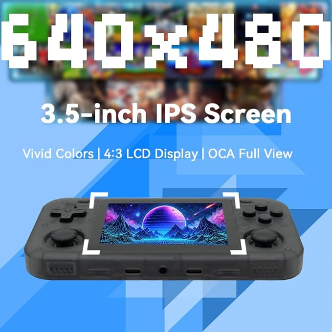 O30S Handheld Game Console 3.5-in 640*480 IPS OCA Screen 3000mAh Linux-opensource RK3326 o30s with Portable Case T-Black