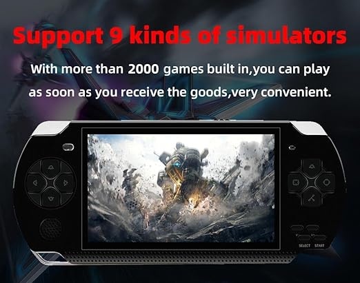 HLF Video Game Console 4.3 inch 8GB Built-in 2000 Retrp Classic Games for Multiple Simulators Game can save multiple progress Video/Music/E-Book Portable Console Gift for Boyfriend/children(Black)