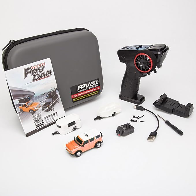 WL 6405-C 1/64 FPV RC Car, Full Proportional Mini Remote Control Car with APP Auto-Pairing, WiFi Module Control, Camera - Includes Storage Case ＆ Tow Trailers (RTR Version)
