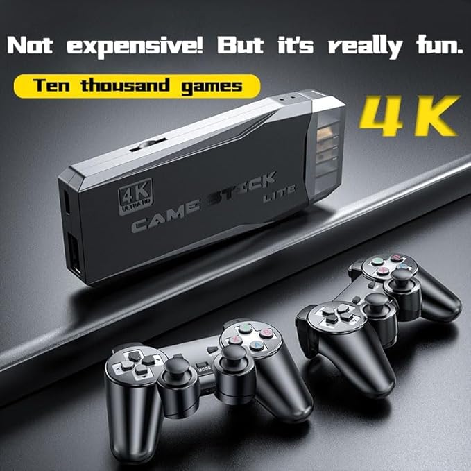 Retro Game Console - Retro Game Stick,2024 Upgrade Plug and Play Video Game Console Built in 25400+Games,4K HDMI Output,15 Classic Emulators,Dual 2.4G Wireless Controllers (64G Memory Card)
