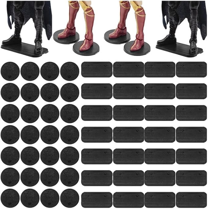 56PCS Action Figure Stand Bases, Assembly Display Holder Accessories, Fit for Most 6inch Mavel Legends Series/Gi Jeo Classified Series/D C/Mo tu Figures, Black/ Mix Square & Round Shape