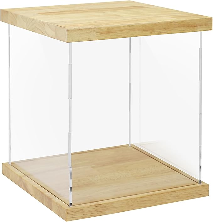 BenchPro Clear Acrylic Display Case for Trophy, Collectibles, Assemble Cube Display Box Stand Dust Proof Protection Showcase for Action Figures Toys. (1" Thick Wood, 14" H x 12" L x 12" D)