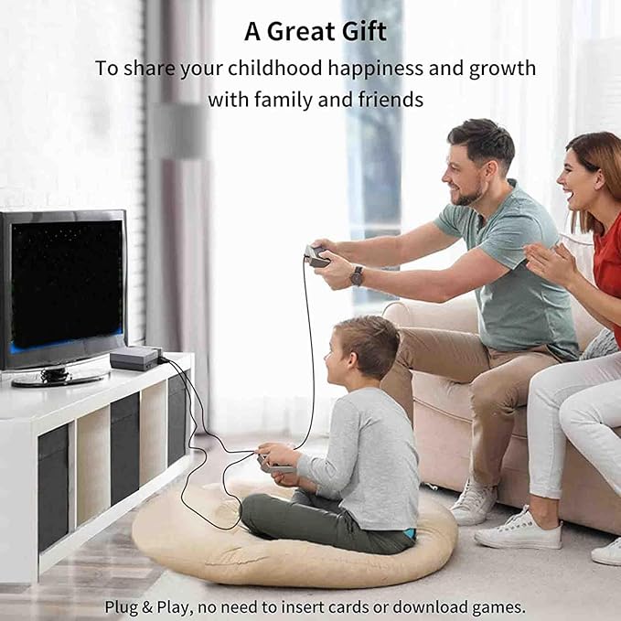 Retro Game Console, Classic Video Games Console Built-in with 800 Games System, Plug and Play with 2 Wired Controllers Handheld Games (Gray)