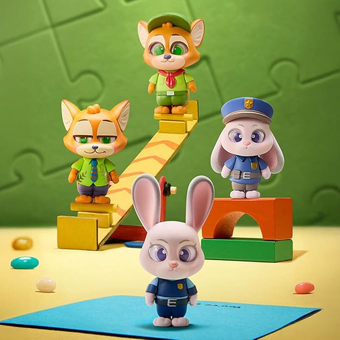 MINISO Disney Zootopia Daily Time Dressing Up Series Figure Blind Box, Mystery Animal Figurines, Surprise Box Figure Model Zootopia Blind Box Toy, Disney Figures for Home Decor Birthday Gifts (Random)