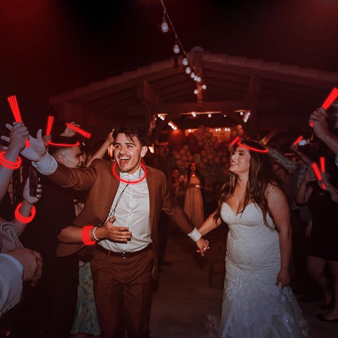 500 PCS Red Glow Sticks Bracelets Necklaces Bulk 8" Glowsticks with Connectors Glow in The Dark Party Supplies Light Up Neon Party Favor for Chirstmas NewYear Valentine’s Day Wedding Birthday