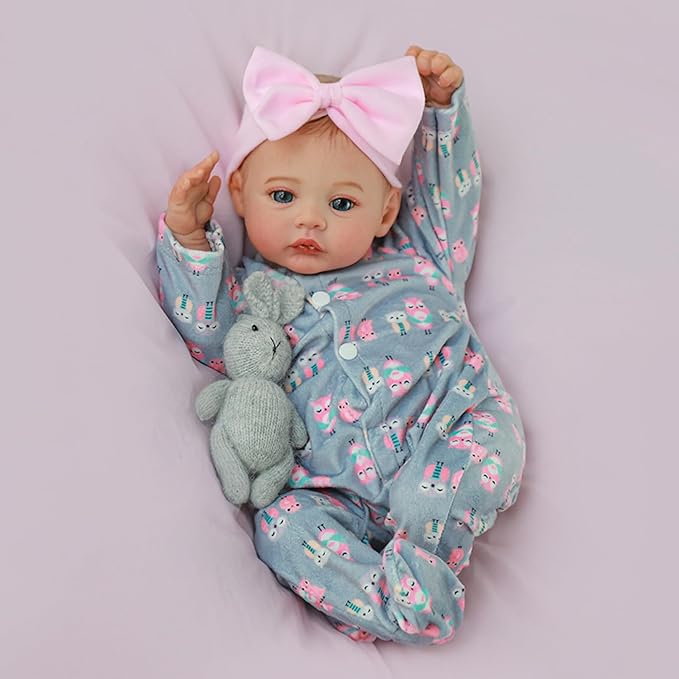 Lifelike Reborn Baby Girl - 18 inch Realistic Baby Girl Real Life Newborn Baby Dolls, Handmade Anatomically Correct Real Baby Dolls Gift Set for Kids Age 3 +