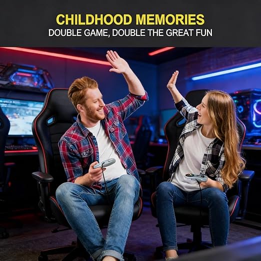 TV Retro Game Console with 300+ Classic Games Plug & Play Entertainment System with Dual Wired Controllers Ideal for Family and Friends