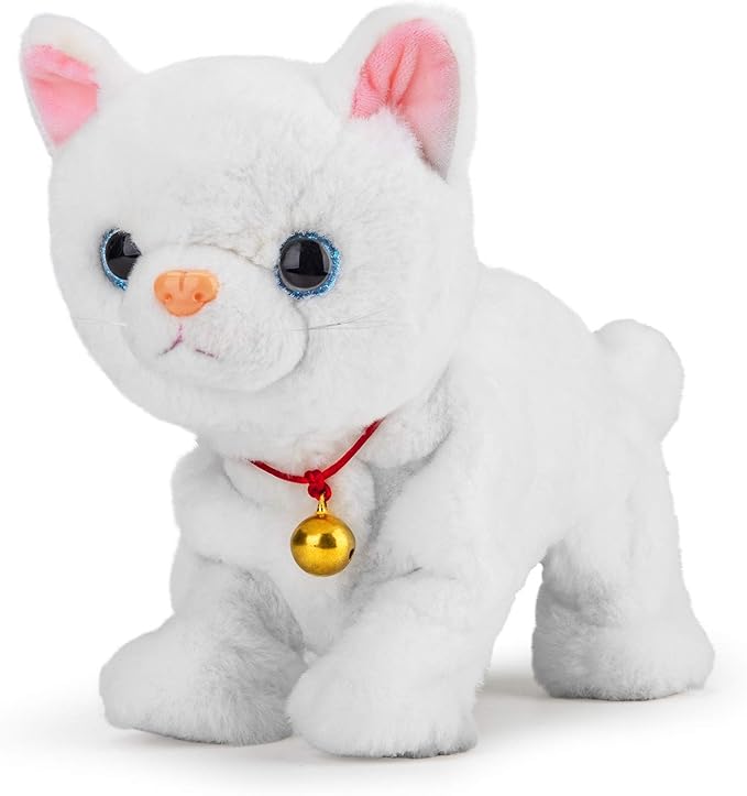 Smalody Interactive Electronic Plush Toy - Upgrade Robot Talking Cat Toys, Animals Sound Control Electronic Pet for Kids, Kitten Toys for Boys & Girls Kids(White)