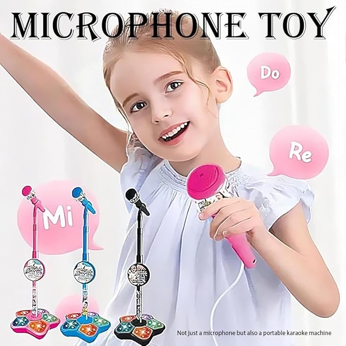 Generic Kids Microphone with Stand, Microphone for Kids, Kid Karaoke Machine for Girls, Toddler Microphones, Kid Microphones for Singing, Musical Toy for Fun Sound Effects, for Children