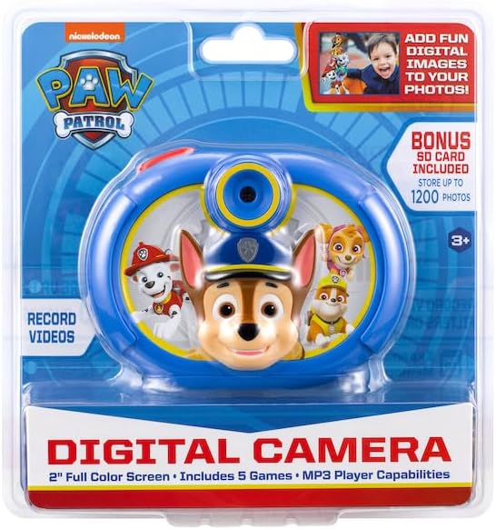 ekids Paw Patrol Kids Camera with SD Card, Digital Camera for Kids with Video Recording and Built-in Digital Stickers