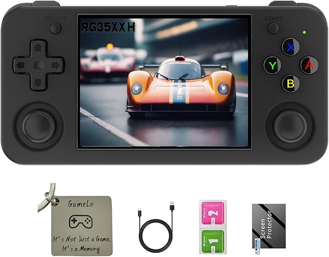 RG35XX H, Anbernic Retro Handheld Gaming Console with 64GTF Card, Dual Joystick Design 3.5-inch HD Screen Lasts up to 8 Hours High-Capacity Battery for Better Experience (64G Jet)