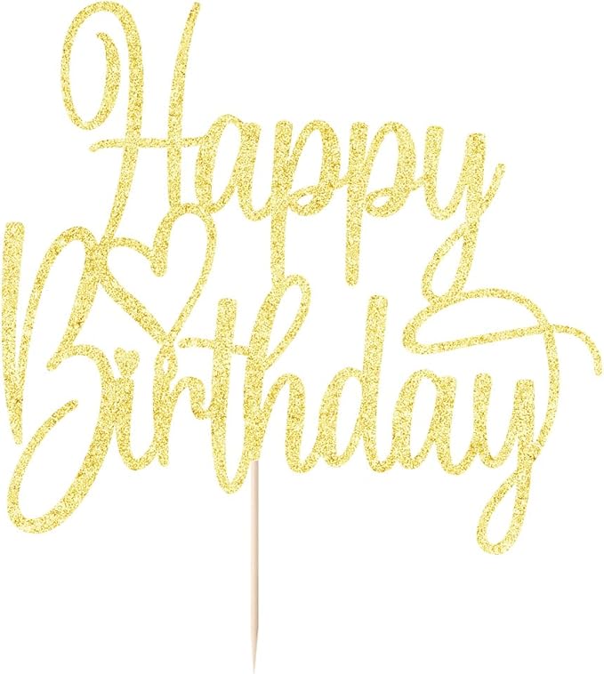 Handmade Glitter Happy Birthday Cake Topper- Happy Birthday Cake Decor,Fabulous Cake Decoration，Anniversary/Birthday Party Decoration Supplies (gold)