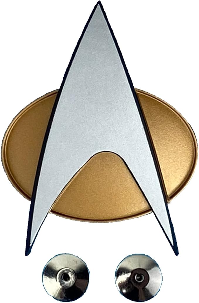 FAMETEK Star Trek The Next Generation Chirping Communicator Badge, TNG ComBadge NON BLUETOOTH Version, Star Trek Memorabilia, Gifts and Collectibles
