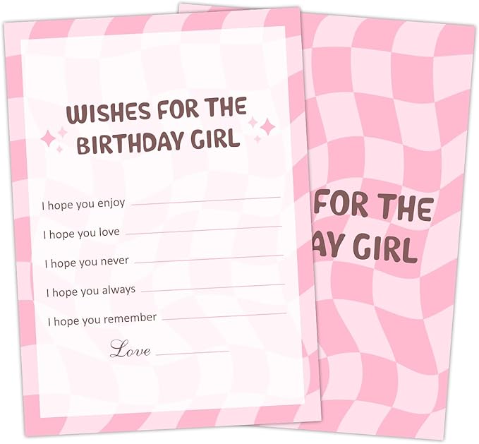 Birthday Party Game Card - Wish for The Birthday, Bday Party Games for Teen, Set of 20 pcs Wish Cards, Birthday Party Favor Activity Sleepover Party Decor Supplies - FS274