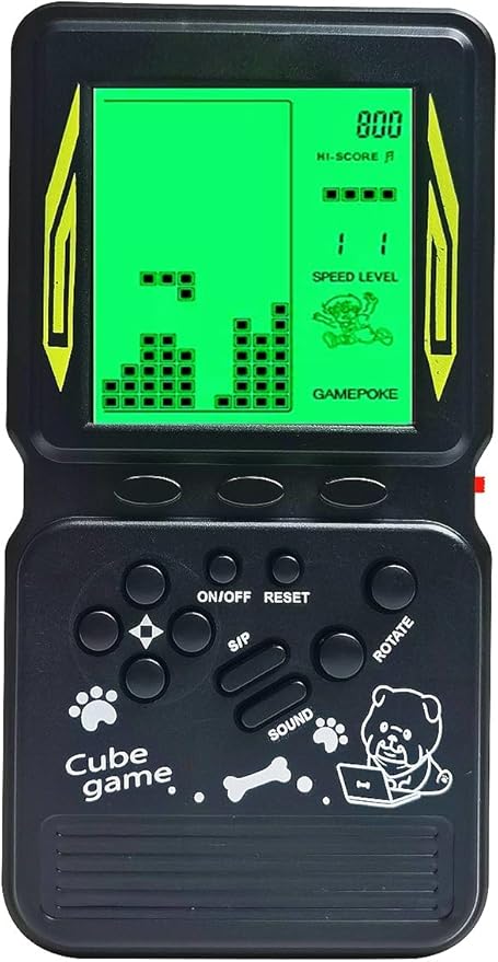 Retro Brick Game Console Large Screen with Green Backlight Built-in 23 Multi-Mode Block Games Classic Nostalgia Speed and Difficulty Adjustable Powered by 2 AA Batteries (Black)