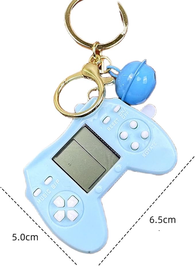 Retro Classic Game Console Pendant Keychain Playable Electronic Miniature Handheld Mini Games Machine with Keychain Ring Gift (L5)