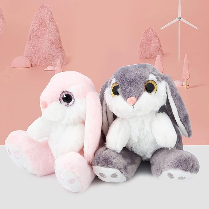 HO-EF Bunny Rabbit Easter Stuffed Animal, 8.5" Plush Bunny with Floppy Ears, Machine Washable& Softness, Rabbit Plush Toys for Girls Boys Kids Babies Great Easter Birthday Gifts Decorations, Pink