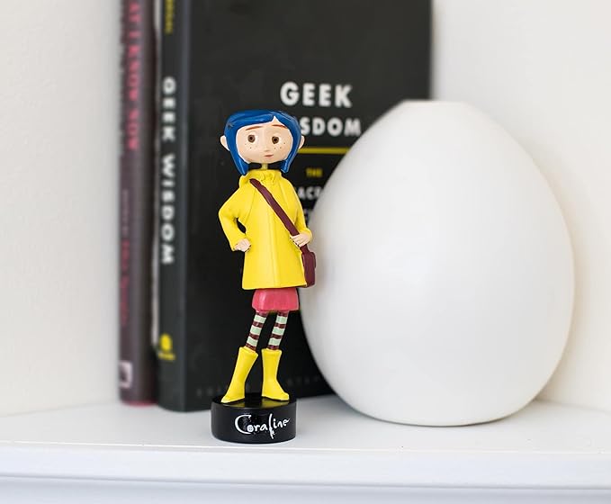 Surreal Entertainment Coraline in Rain Coat PVC Bobble Figure for Adults Only | Collectible Bobblehead Action Figure, Desk Toy Accessories | 5 Inches Tall