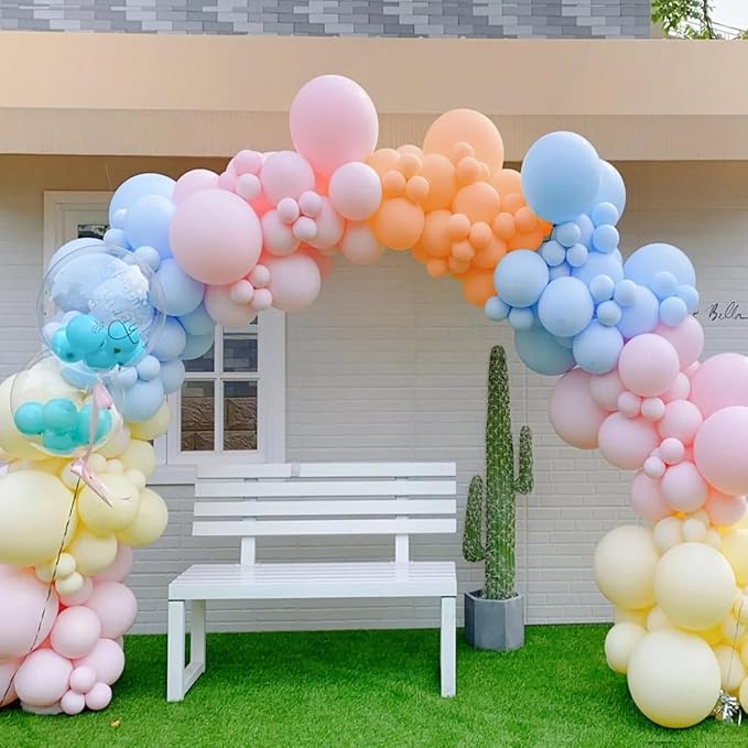 Pastel Rainbow Balloon Arch Garland Kit, 155Pcs Multicolor Macaron Balloons for Birthday Party Baby Shower Wedding Decorations
