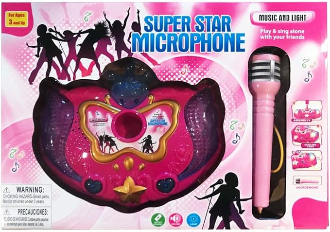 NA Princess Karaoke -Children's Toy Stand Up Microphone Play Set w/Built-in MP3 Player, Speaker, Adjustable Height (Pink)