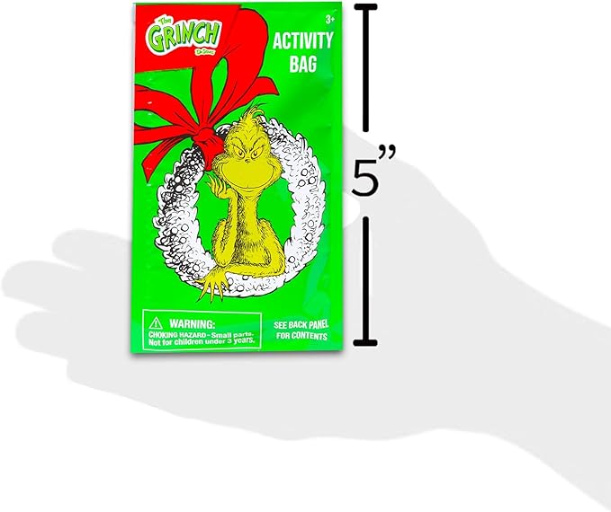 Dr. Seuss Grinch Birthday Party Favors Stocking Stuffers Set - Bundle with 24 Grinch Play Packs for Christmas Party Supplies | Mini Coloring Books, Stickers, and More for Goodie Bags