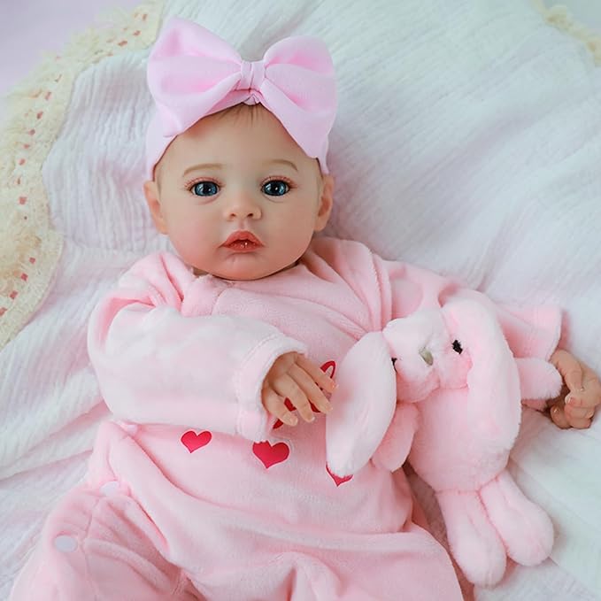 Realistic Reborn Baby Dolls – 18-Inch Lifelike Newborn Baby Doll with Open Eyes, Poseable Handmade Real Life Baby Doll, Gift Set with Accessories for Kids Ages 3+