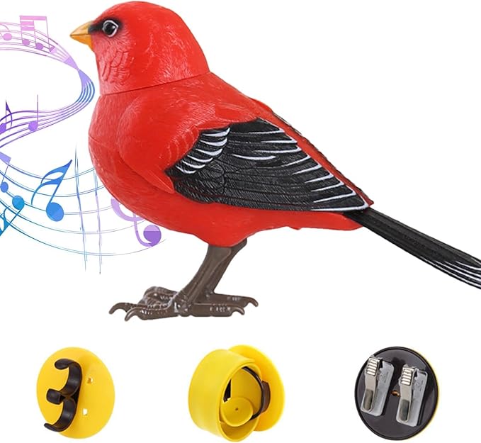 Robot Bird - Electric Singing and Chirping Toy, Simulates Realistic Bird Sounds, Battery Operated for Home Decoration, Light & Voice Control