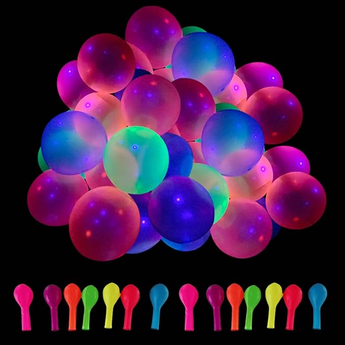 100 Pcs 12 Inch Thick UV Neon Balloons, Glow Party Balloons UV Black Light Balloons Glow in the Dark for Birthday Decorations Wedding Party Supplies, Blacklight Reactive Fluorescent Latex Balloons