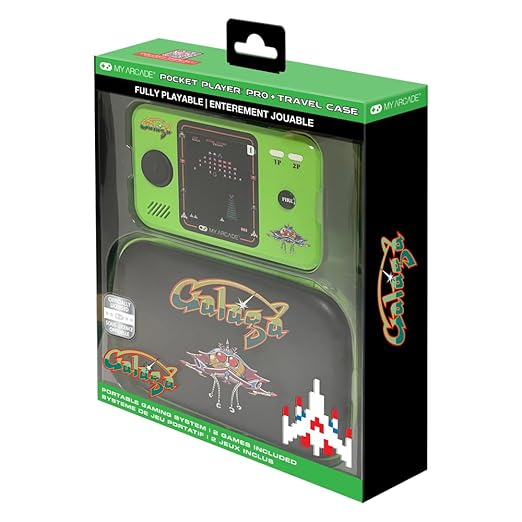 My Arcade Galaga Pocket Player Bundle: Officially Licensed, Portable Gaming Console, Travel Case, Screen Protector Included