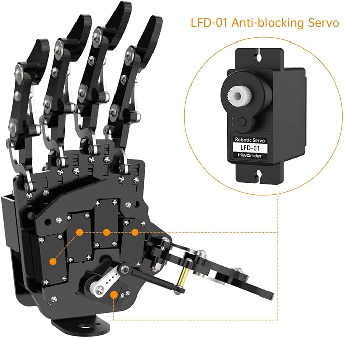 Robot Hand Five Fingers Solely Movement Bionic Robot Mechanical Arm DIY - Right Hand with Servo Tester