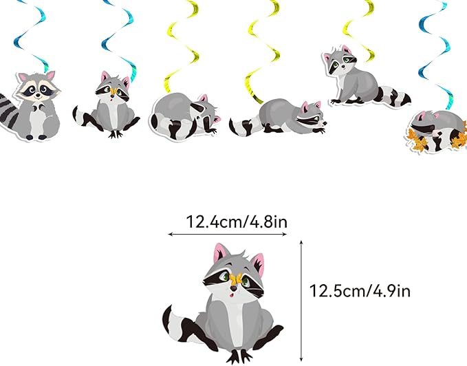 Raccoon Party Decorations Birthday Party Supplies Includes Banner Spirals Cake Topper Cupcake Toppers Balloons For Woodland Raccoon Party Baby Shower Decorations