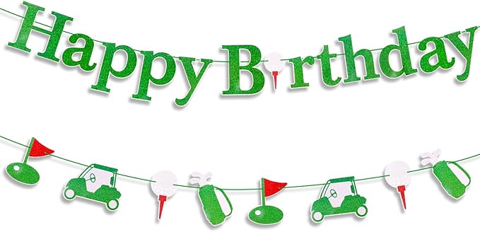 MEMOVAN Golf Birthday Banner Let's Par-Tee Banner Golf Theme Retirement Banners Golf Happy Birthday Garland for Golfer Lover Men Sports Par-Tee Time Party-BDAY