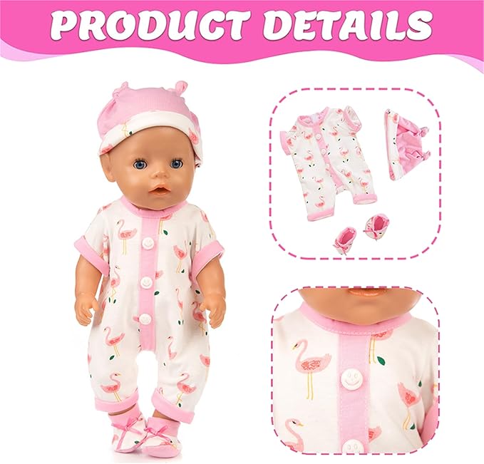 14-18 Inch Baby Doll Clothes 5 Sets Accessories Dress with Hats Socks for New Born 43cm Toy Baby Doll 14-16 Inch/15 Inch/18 Inch/Girl&Boy