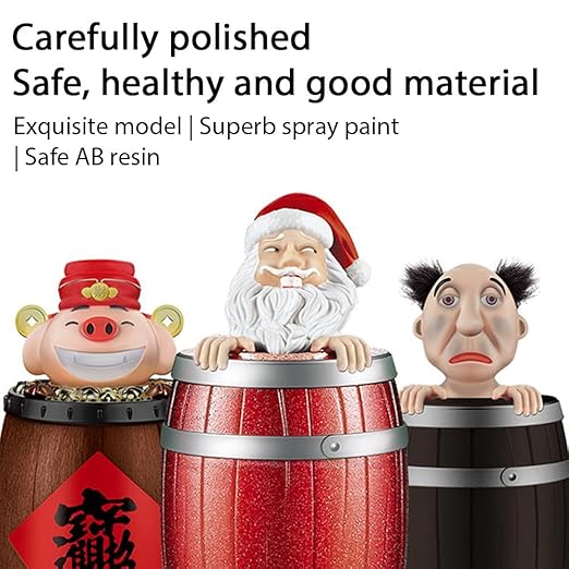 Funny Cigarette Dispenser, Novelty Gag Collectibles Prank Automatic Bounce Cigarette Case, Santa Claus in The Wooden Barrel Cigarette Box, Prank Toy Gift for Man