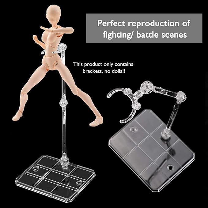 Migaven Action Figure Stand, 10pcs Assembly Action Figure Display Holder Base Doll Model Support Display Stand Compatible with HG RG SD SHF Gundam 1/144 Toy Clear