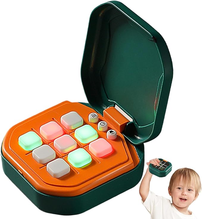 Electronic Puzzle Console Game - Handheld Brain Challenge Toy for Kids | LCD Screen with Interactive Logic Matching System, Portable Memory Training Device for Travel Entertainment 4.13x3.86x1.77 in