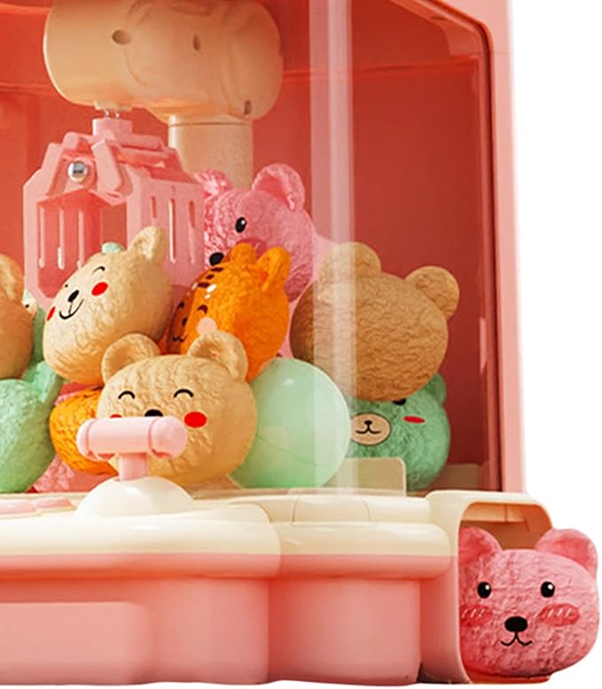 Electronic Arcade Claw Machine, Mini Candy Dispenser Exciting Holiday Present for Boy and Girls Kids Vending Toy, Pink