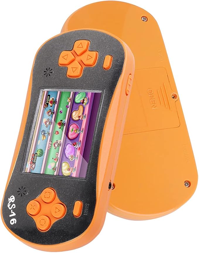 RS16 Portable Classic Game Controller - Built-in 260 Games, 2.5 inch LCD, Retro Arcade Video Game System - Children's Birthday Gift (Orange)