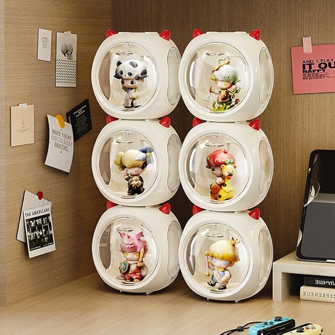 Clear Display Case for Figure, Dustproof Storage Organizer Box with Magnetic Door, Display Showcase for Collectibles Action Doll(1, Small White)