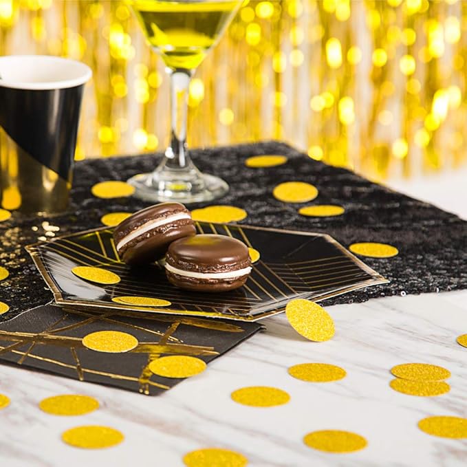 MOWO Glitter Confetti Circles Wedding Party Decor and Table Decor, 1.2’’ in Diameter (glitter gold,200pc)