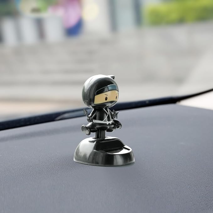 YGMONER Solar Powered Ninja Bobblehead Car Dashboard Ornaments Eco-Friendly Vibrant Car Decor Accessories for Office & Vehicle