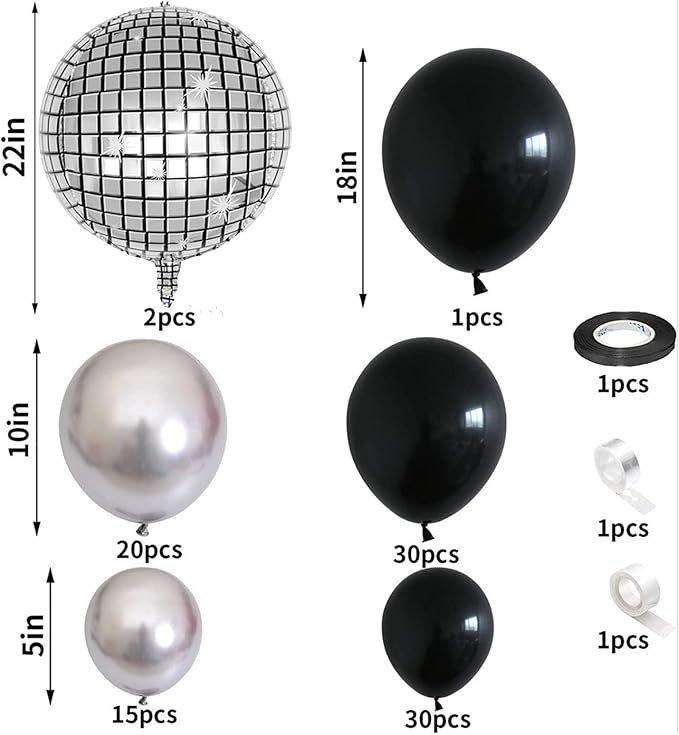 FBQ Disco Balloon Arch Kit 4D Disco Foil Balloon 70s 80s 90s Disco Ball Party Anniversary Birthday Party Decorations