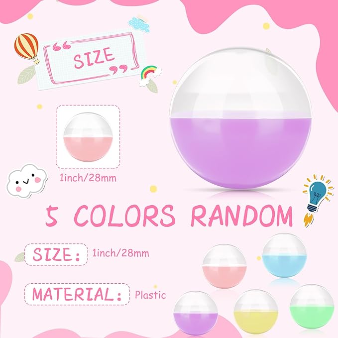 Honoson 500 Pcs Vending Machine Capsules 1.1" Gumball Machine Capsule Small Empty Toy Capsules Clear Colored Plastic Gumball Machine Containers for Toy Candy Party Favors(Macaron Colors,Round)
