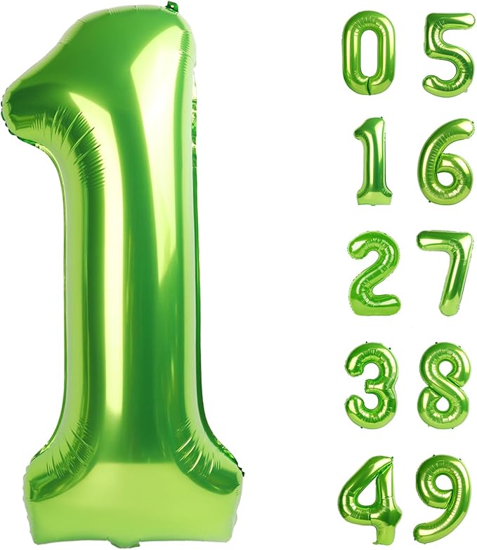 Light Green Number 1 Balloon 40 inch, Number 1 Birthday Balloons for Boy Girl, Light Green Foil One Balloon for 1st 10 11 12 16 18 Birthday Party, Anniversary Celebration Number Balloons Decorations