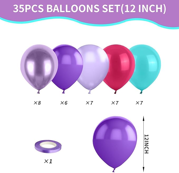 12 Inch Pink Teal Blue Purple Balloons for Girls Baby Shower Birthday Wedding Party Decoration