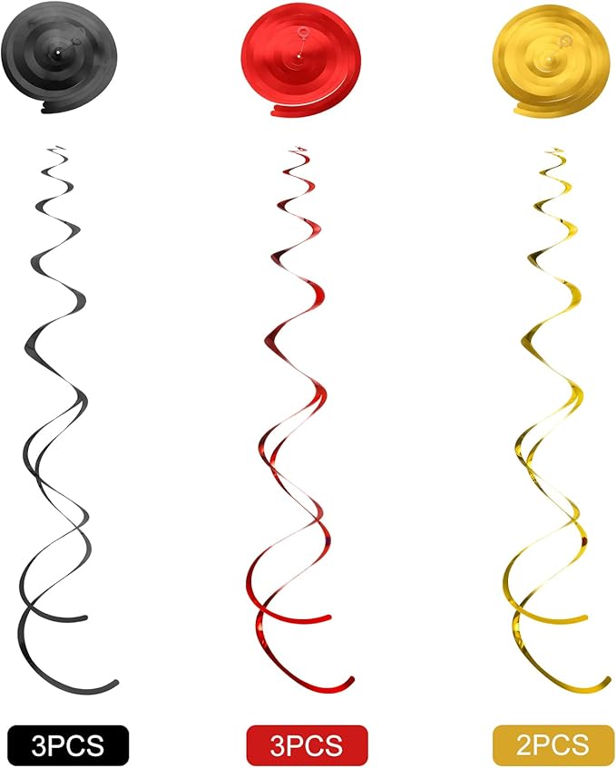 Censen 52 Pcs Pirate Party Hanging Swirls Decor Pirate Theme Ceiling Wall Spiral Streamer Pirate Captain Hat Skull Parrot Treasures Ceiling Hanging Swirl for Pirate Nautical Caribbean Birthday Party