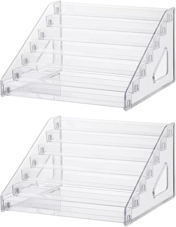 2PCS Acrylic Figurine Display Shelf,Clear Mini Figure Display Case with 7 Layers, Mini Collection Case, Figure Holder Stand for Mini Collectible Toys