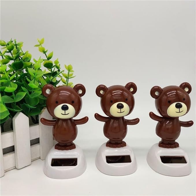 1Pc Brown Solar Dancing Bear Decor,Bobbling Head Bear Decors,Solar Powered Dancing Figurine Car Dashboard Decor,Shaking Head Dolls Solar Power Kits,Learning and Education